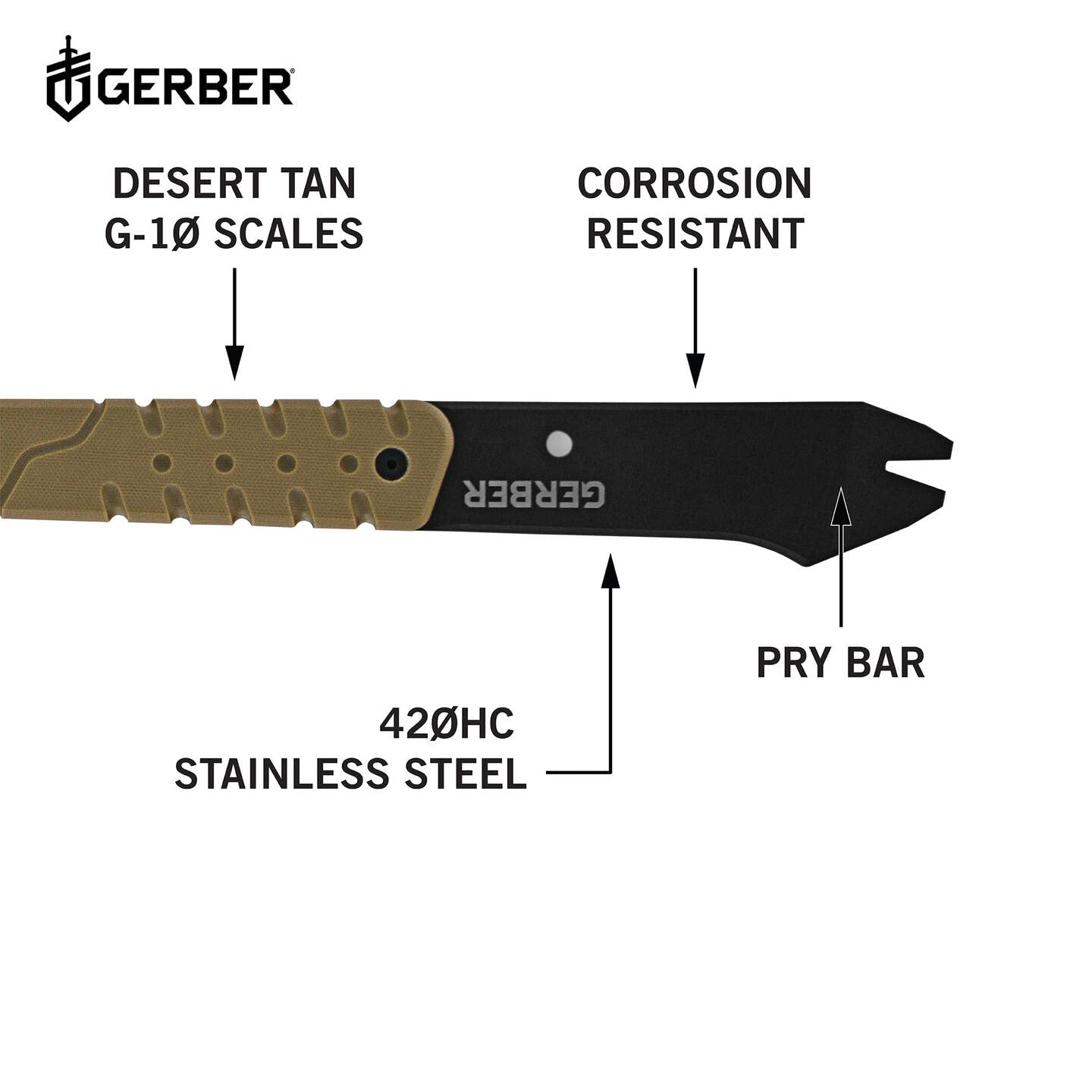 Gerber Outdoor Axe, Downrange Tomahawk, con Testa di Martello e Piede di Porco, Fondina Inclusa, Compatibile Molle, Materiale: Acciaio 420Hc, Lunghezza: 48,9 Cm, Peso: 862 G (Senza Fondina), 30-000715