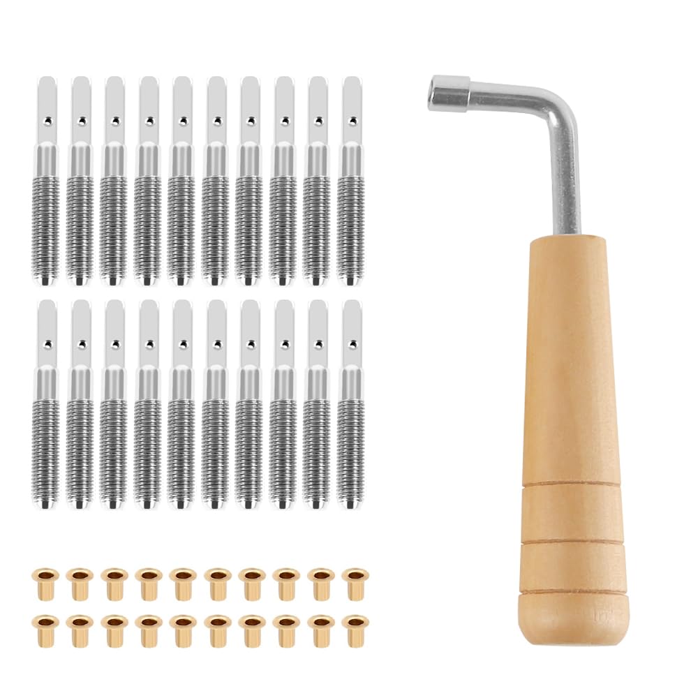 Laroal 20pcs Tuning Pins And 20pcs Rivets With L-Shaped Tuning Wrench For Harp Small Harp Music String Instrument Harp Instrument Accessories Harp Set