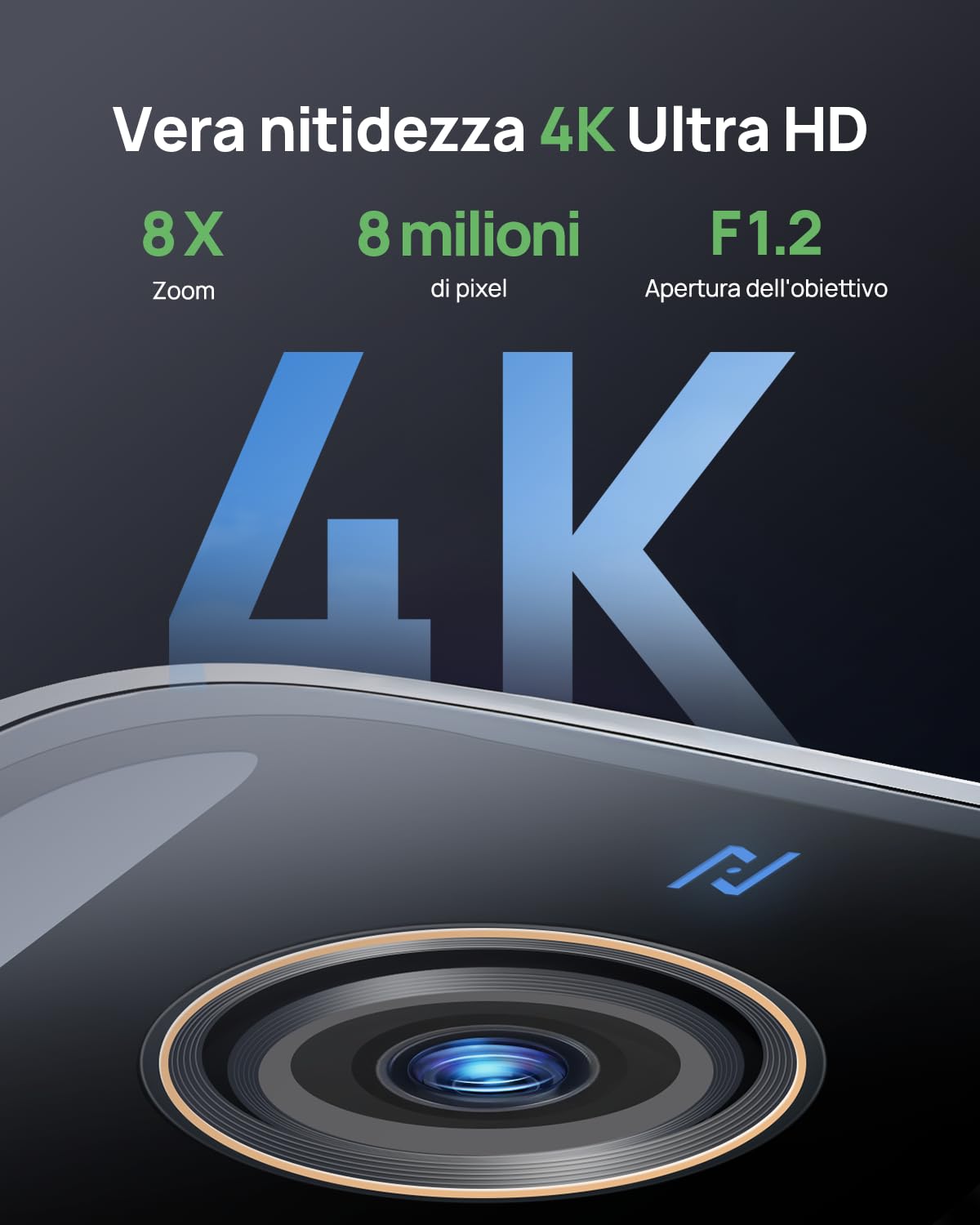 Anona Aurora 4K Telecamera Wi-Fi Esterno Senza Fili Con Pannello Solare | 8MP Visione Notturna Colori, Registrazione AOV 24/7, Senza Abbonamento, Rilevamento AI, Installazione Facile, IP67