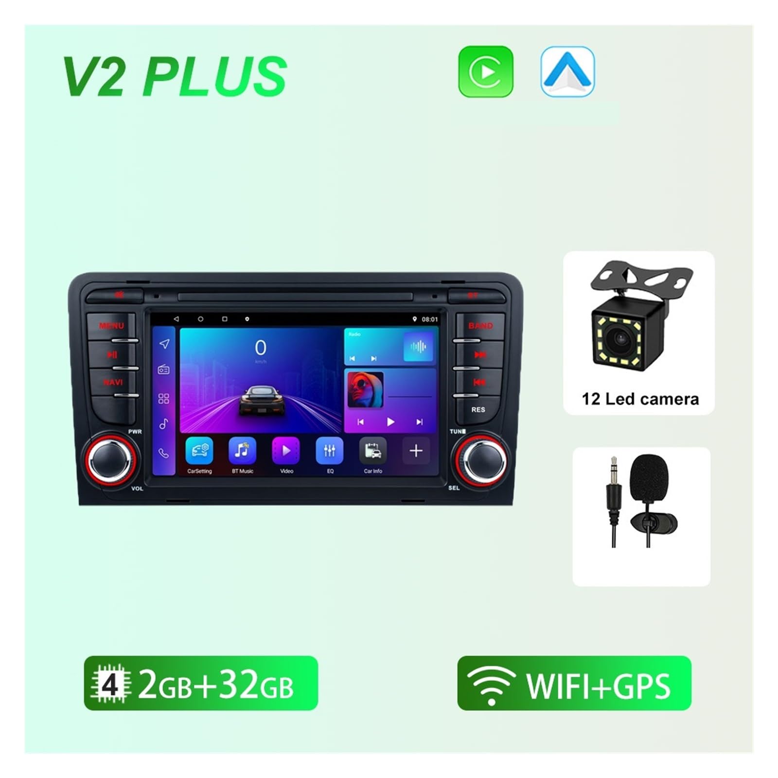 Nawigacja satelitarna Radio Multimedia Wideo Stereo Nawigacja GPS(2-32G CP 12LED)
