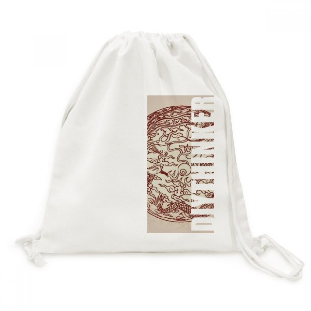 DIYthinker Chinese Dragon Phoenix Fly Animal Portrait Canvas Drawstring Backpack Travel Shopping Bags