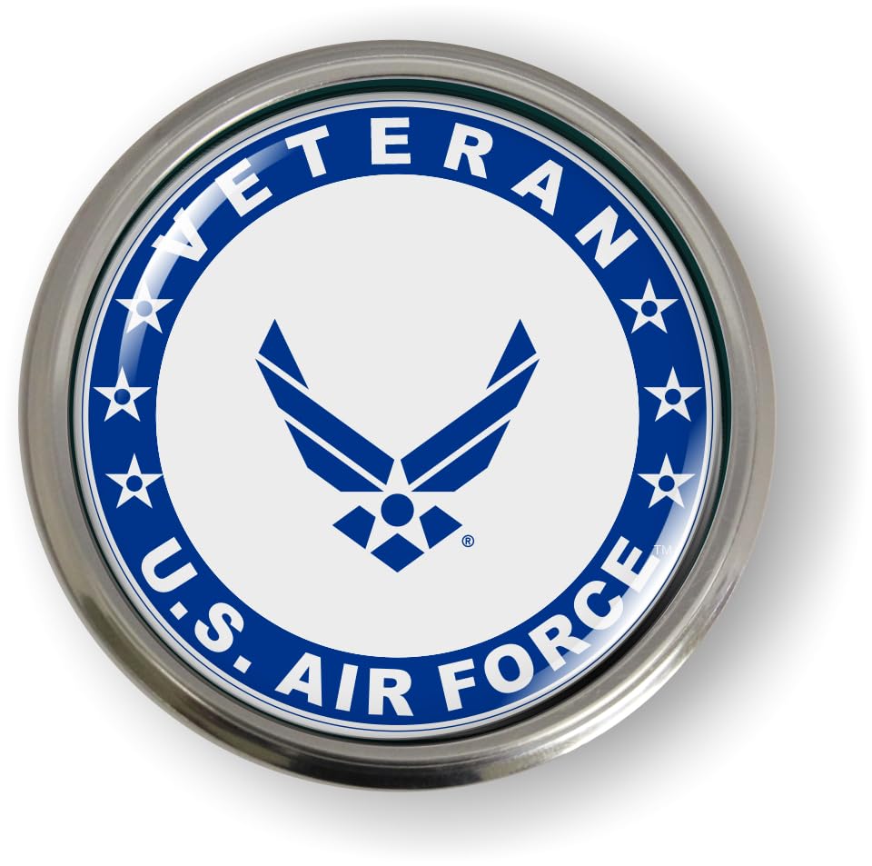 Image of US Air Force Veteran - USAF Blue Arnold Wings CAR Emblem Aluminum Bezel | Official USAF and USSF Licensed Product, 3D Domed, U.S. Air Force Star Symbol Badge, Sticker, made by BestLicensePlateFrames