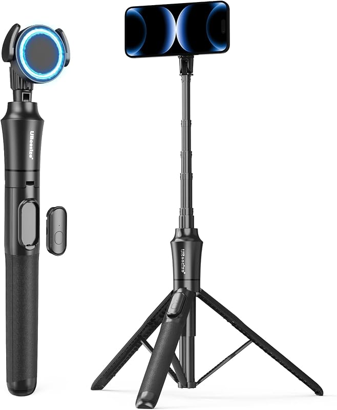 72'' Magnetic Tripod for iPhone with Remote, Extendable Cell Phone Tripod Stand, Compatible with MagSafe, Selfie Stick Tripod for iPhone 15 14 13 12 11 Series and Android Phones