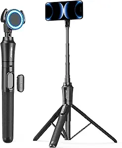 UBeesize 72'' Magnetic Tripod for iPhone with Remote, Extendable Cell Phone Tripod Stand, Compatible with MagSafe, Selfie Stick Tripod for iPhone 15 14 13 12 11 Series and Android Phones