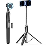72'' Magnetic Tripod for iPhone with Remote, Extendable Cell Phone Tripod Stand, Compatible with MagSafe, Selfie Stick Tripod for iPhone 15 14 13 12 11 Series and Android Phones