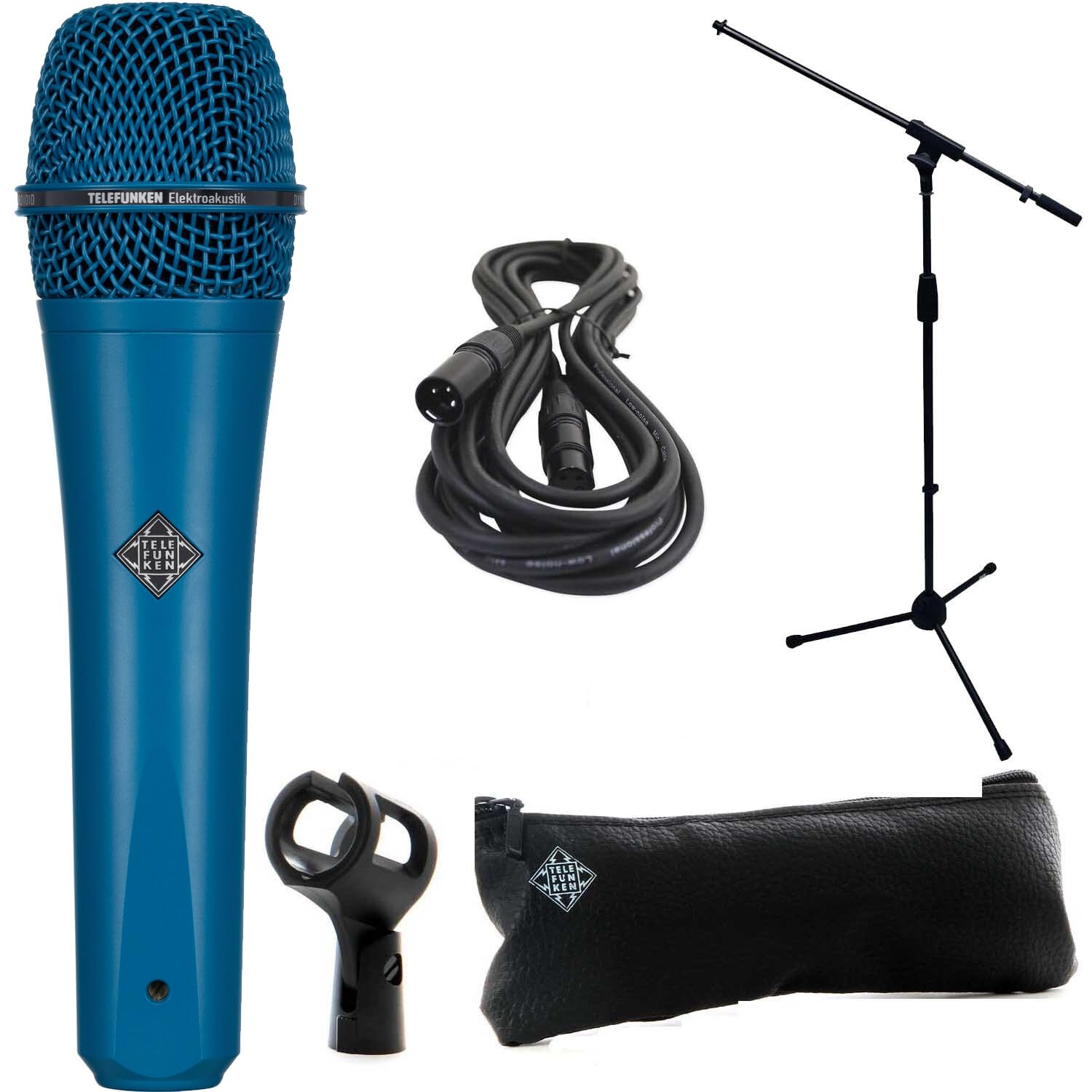 Telefunken M80 Dynamic Microphone (Blue) + XLR Cable and a Mic Stand