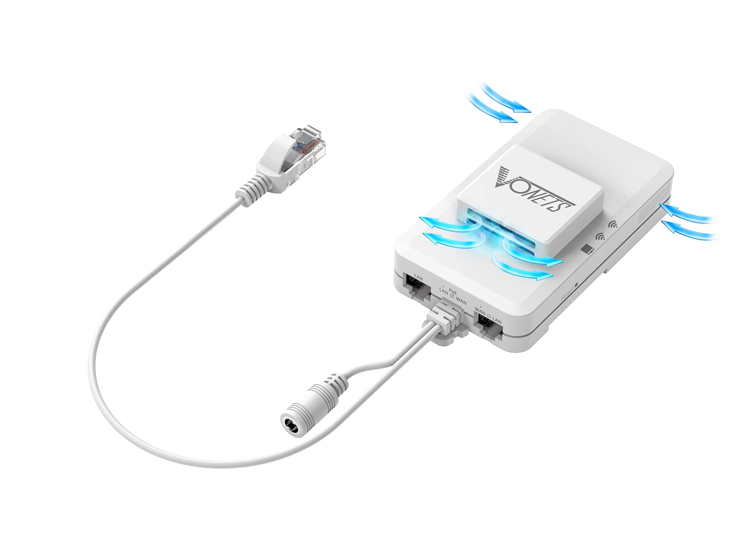 VONETS VAR1200 Industrial Gigabit Dual Band WiFi Bridge/Router 1200Mbps WiFi to Ethernet Adapter with Intelligent Fan, 3 Gigabit Port, POE, DC/USB Powered for Industrial Network Medical Device