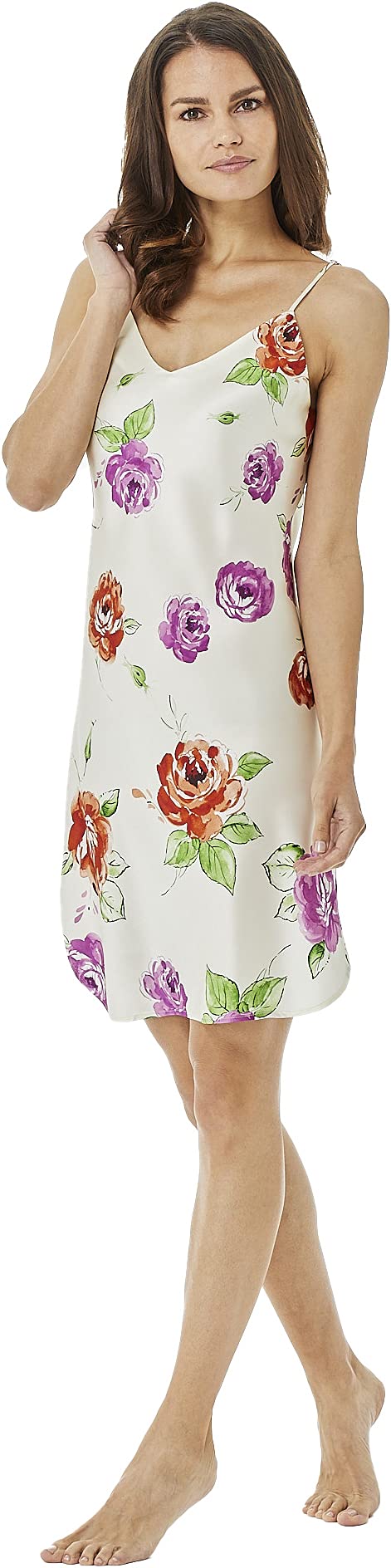 Jadee Damen Seiden Nachthemd Nachtkleid Negligee aus 100% Seide