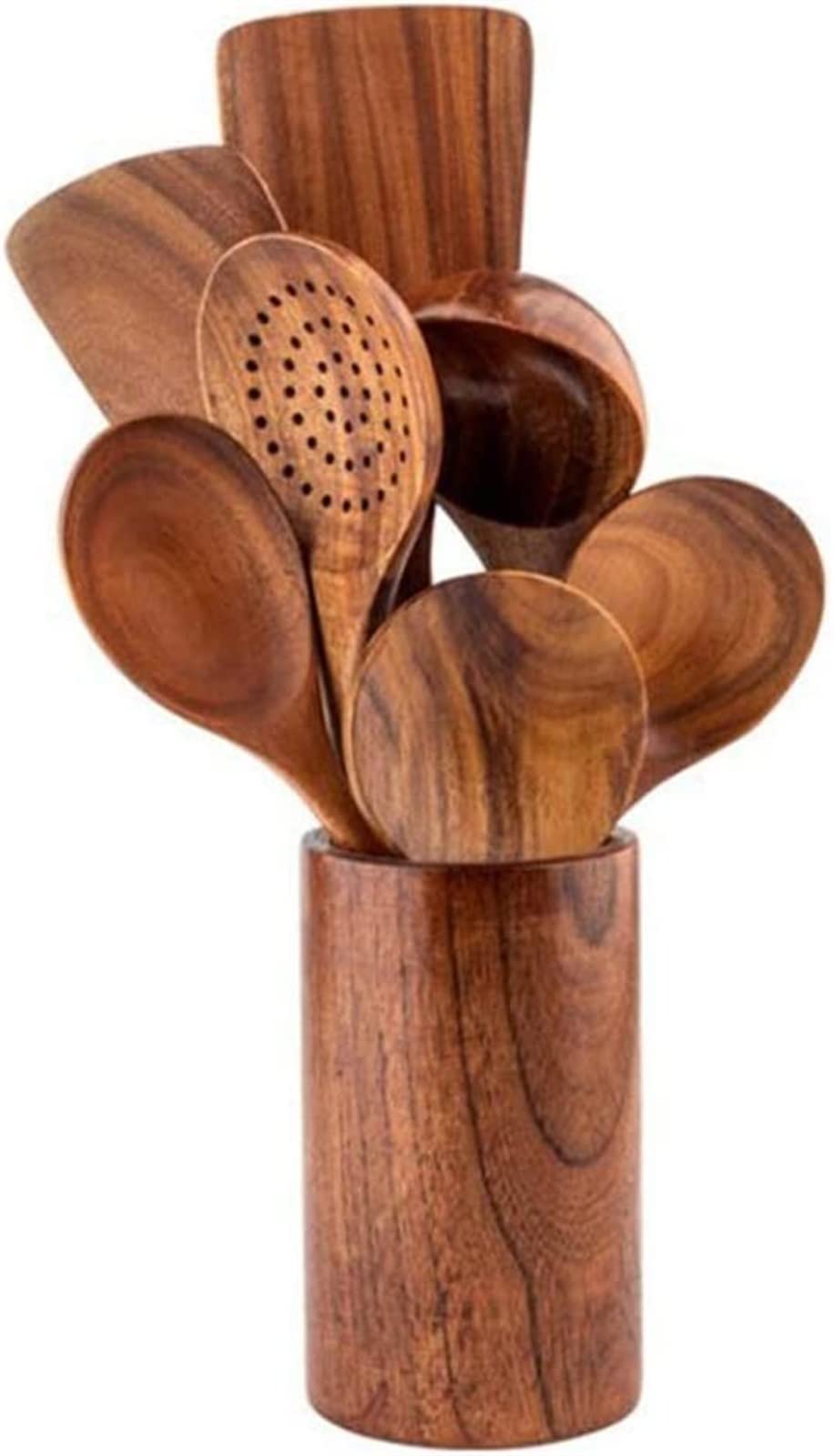 8 szt. teak zastawa stołowa łyżka durszlak długi uchwyt łyżka drewniana nieprzywierająca specjalna szpatułka zestaw narzędzi kuchennych prezent z uchwytem na zupę