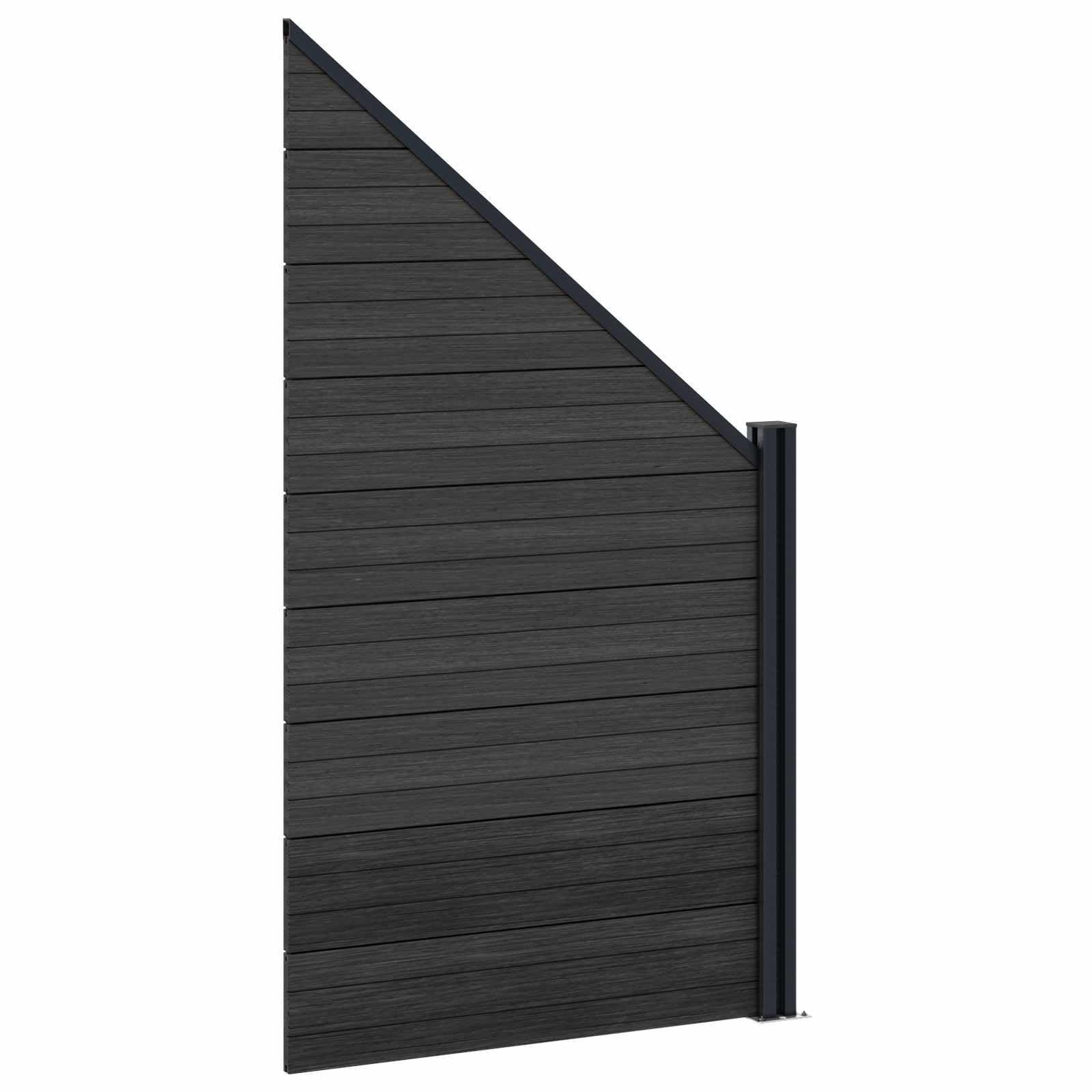 Zaunelement WPC und Aluminium Schwarz, wetterbeständiges Zaunfeld mit Holzmaserung, 95x180 cm, stabiles Gartenzaun Paneel für Sichtschutz, Trennwand, Terrasse und Vorgarten
