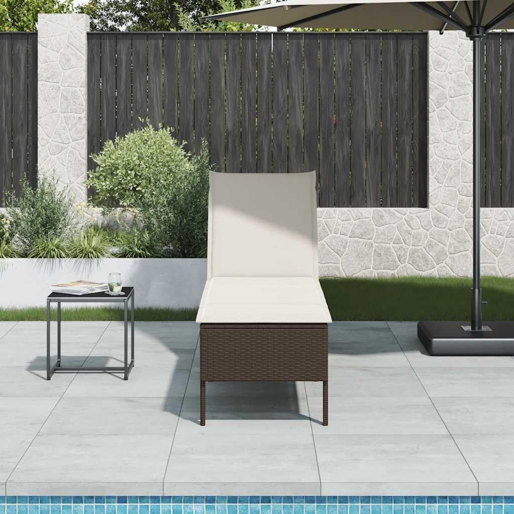 Hothingwell Leżak z brązową poduszką 55x200x44cm rattan PE