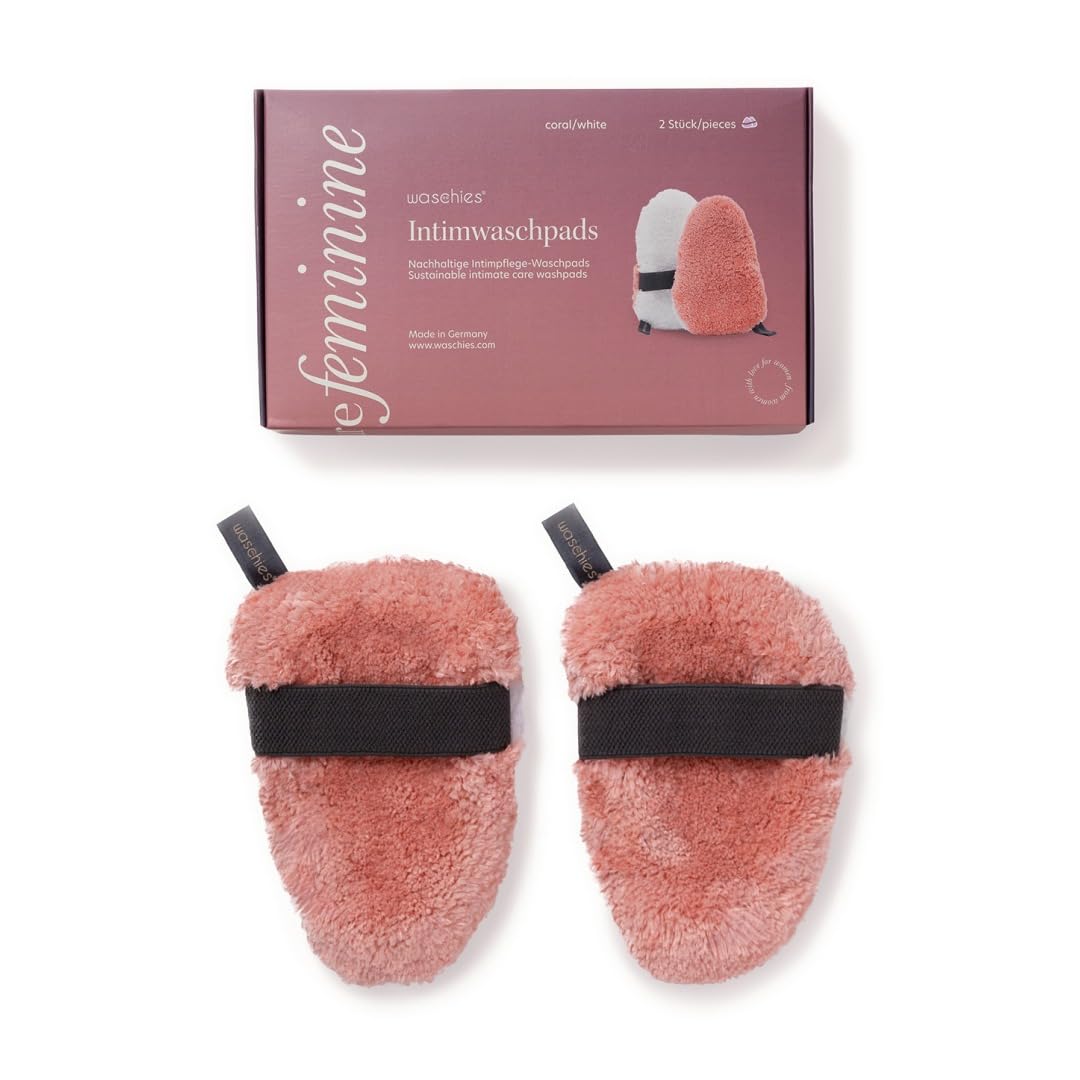 Waschies "pureFeminine", set da 2 pezzi, pulizia delicata per pelli sensibili nelle zone intime, pH neutro e ipoallergenico, lavabile, riutilizzabile e sostenibile