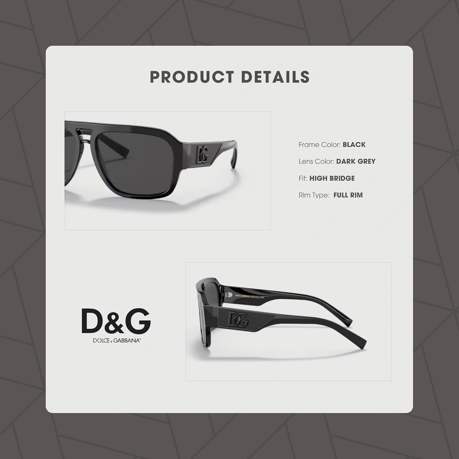 Dolce and Gabbana DG4403 501/87 58MM Black/Dark Grey Aviator Square Sunglasses for Men +BUNDLE with ACCESSORY EYEWEAR KIT - Image 5