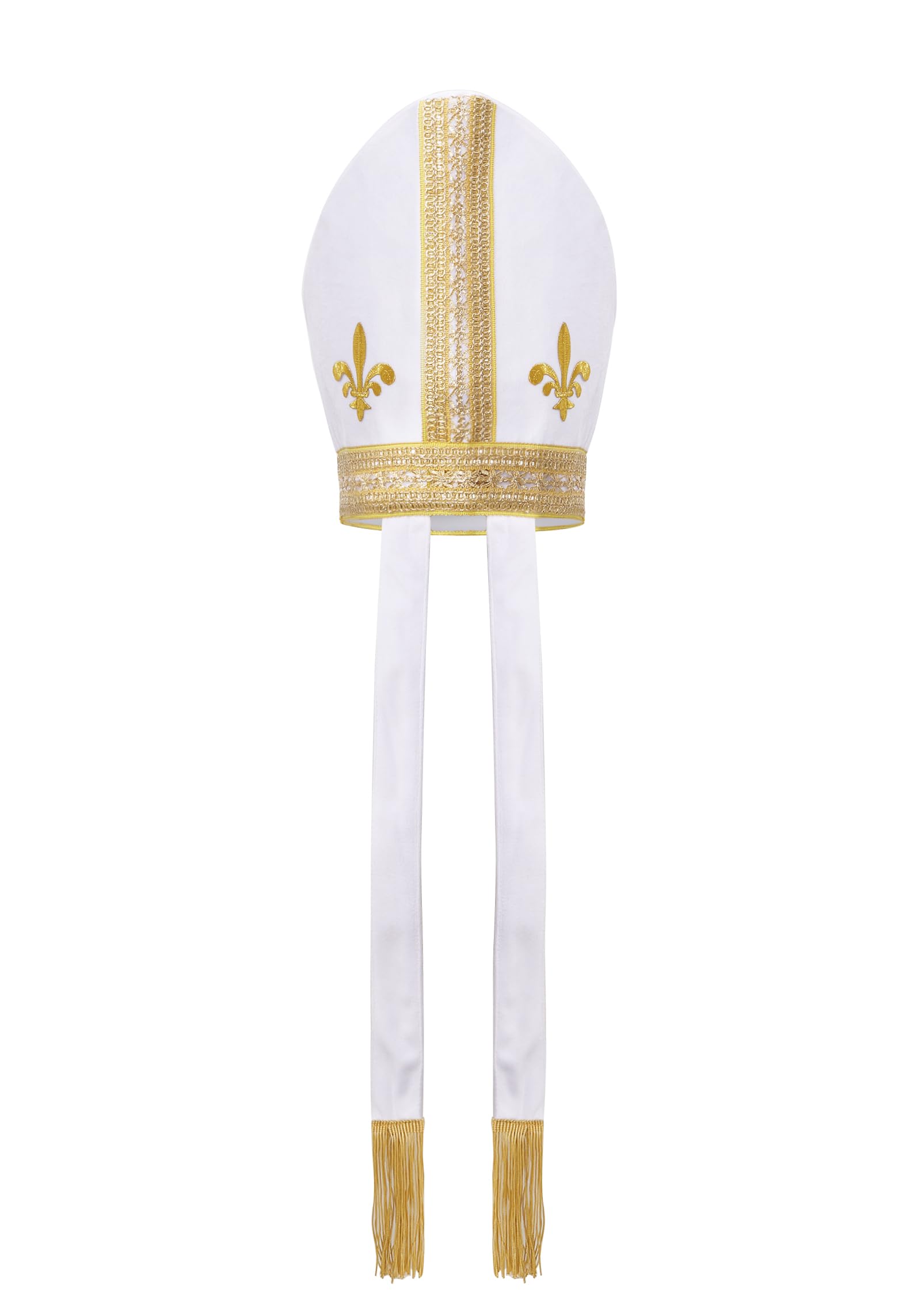 ANINECT Pope Hat Adult Priest Headpiece Bishop Mitre Catholic Cardinal Cap Halloween Cosplay Costume Accessory, Ivory, Usual