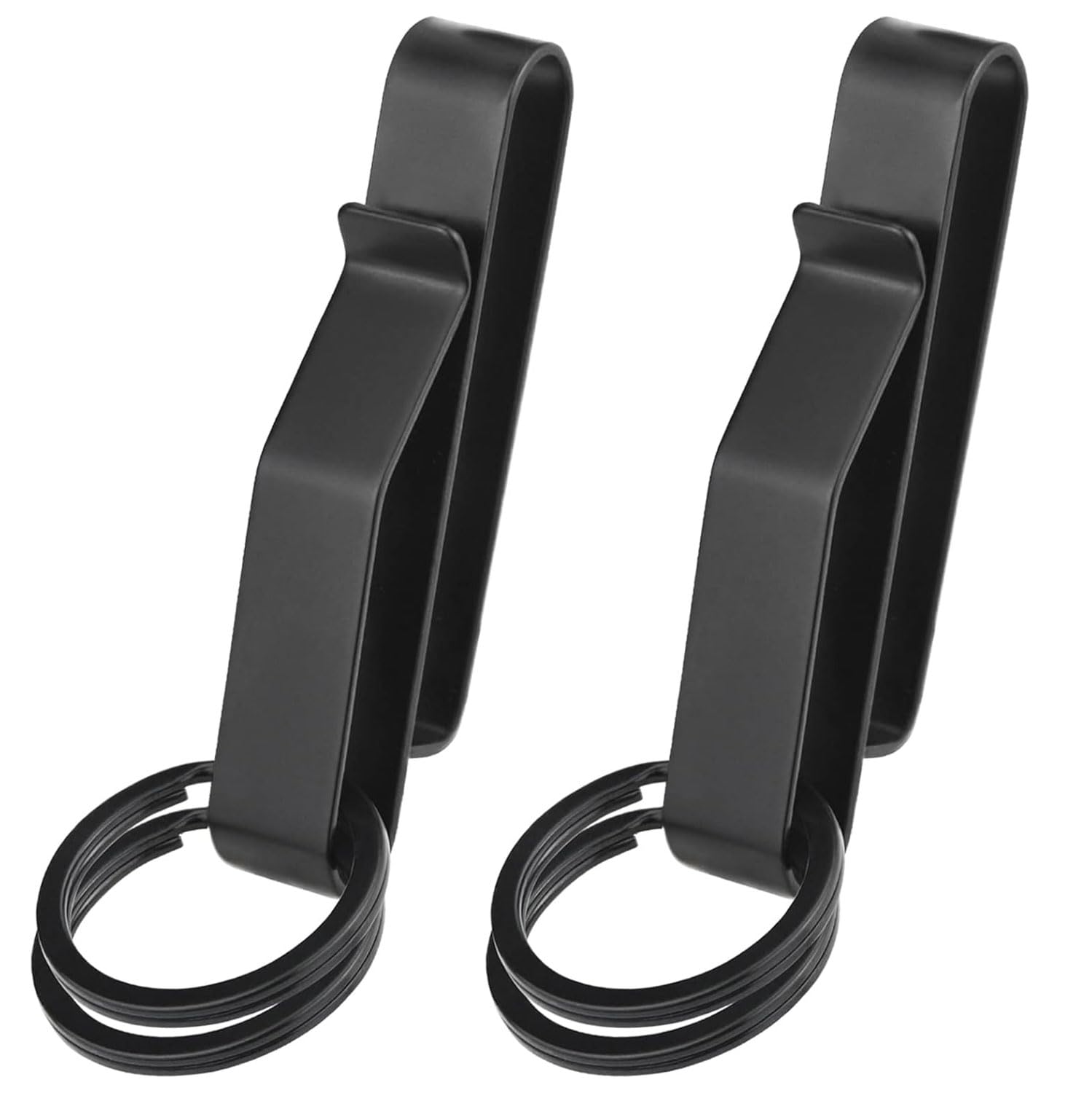 Tactical Stealth Duty Belt Key Holder, 2 Pcs Belt Key Clip, Stainless Steel Stealth Belt Loop Key Ring Holder with 4 Keyrings Fits Max 2.25 Inch Belt (Black)-image-1
