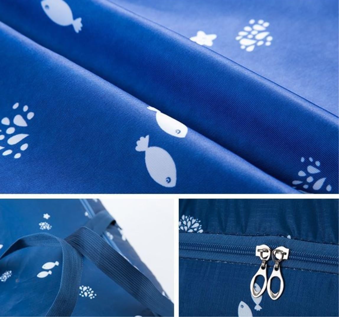 衣類収納バッグ ハンドル付き収納バッグ かわいい折りたたみ式厚さの収納バッグ オーガナイザー収納バケツ 寝具収納 (D、55 x 2