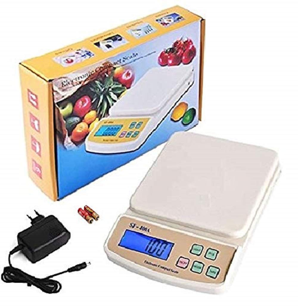param electronic kitchen digital plastic weighing scale with batteries, 10 kg (sf400a) -multicolour
