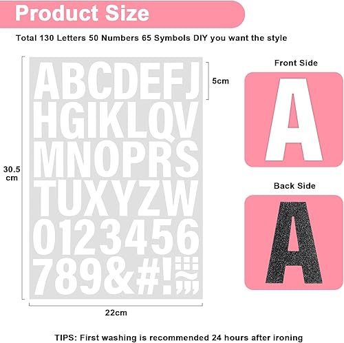 Miniatura 9 de 12 hojas de 588 letras y números para planchar para ropa, letras de vinilo para planchar de 2 pulgadas con letras de transferencia de calor de