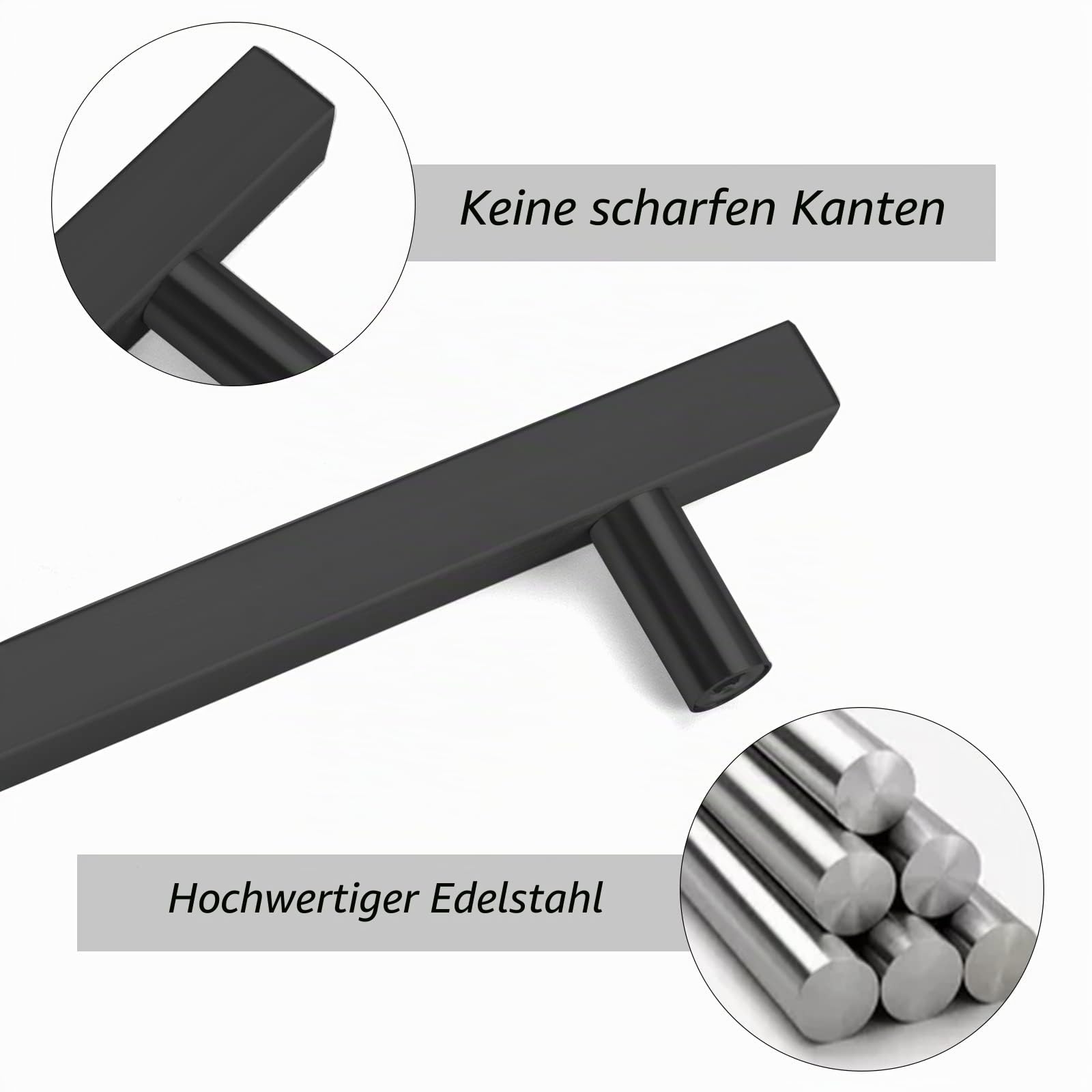 LONTAN 25 Stück Griffe für Küchenschränke Schwarz Schrankgriffe Schwarz 128mm lochabstand Küchengriffe Möbelgriffe Küchenschrank Griffe Edelstahl