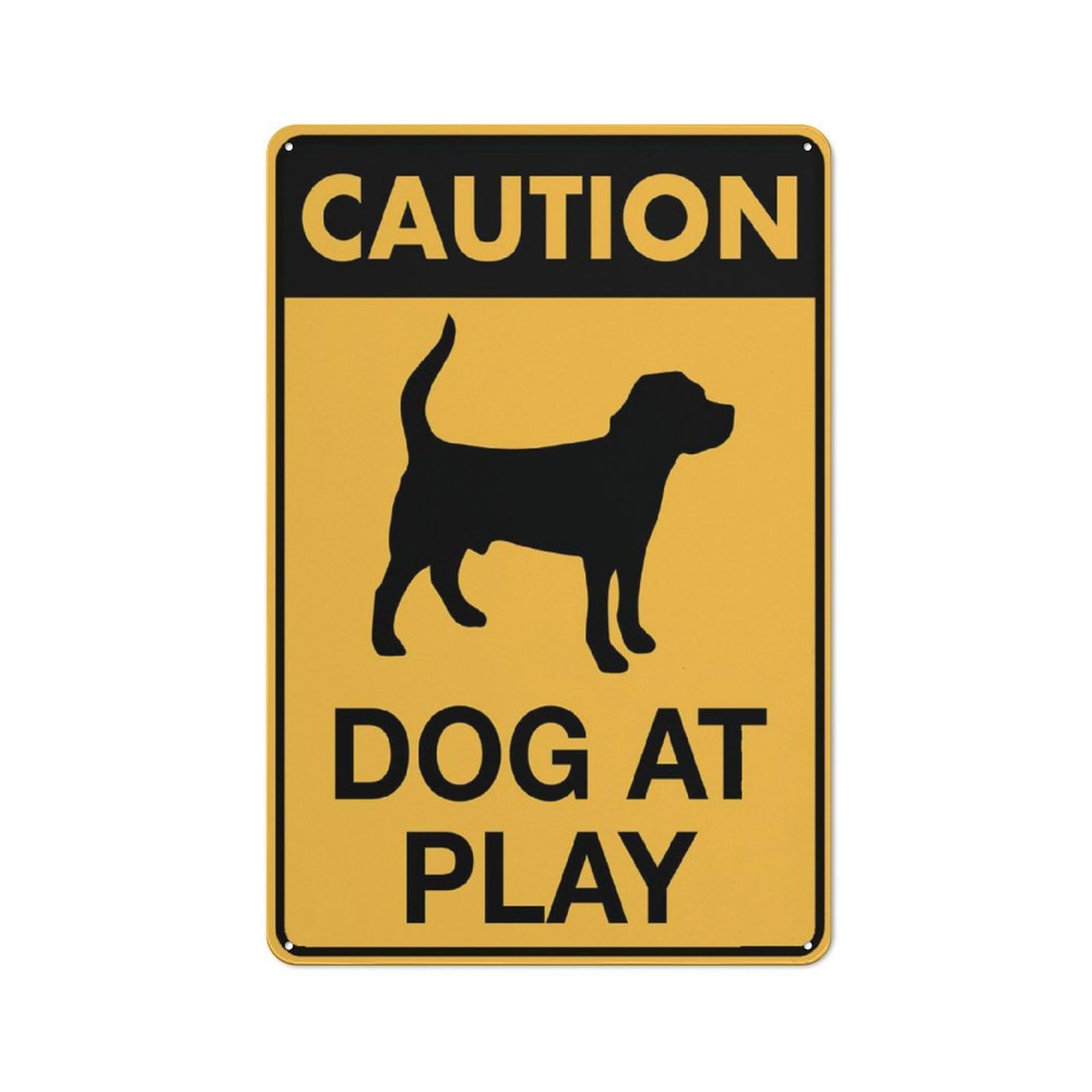 Caution Dog At Play Sign Warning Tin Sign Home Kitchen Farm Garden Garage Wall Decor 12X8Inch