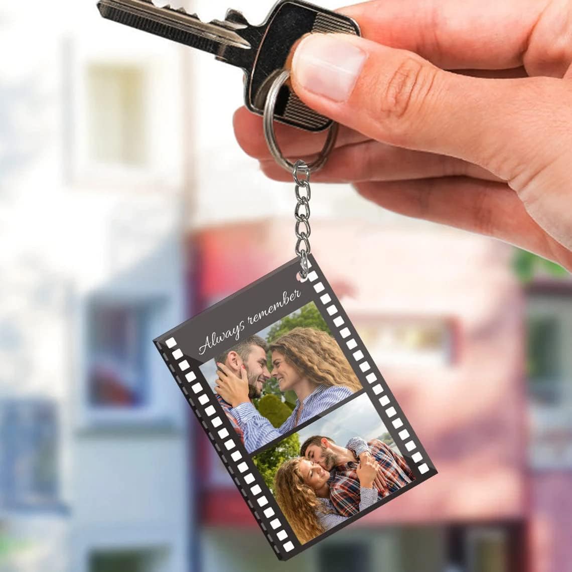 Custom Film Strip Photo Acrylic Keychain with Text, Personalized Camera Memory Reel Gifts image 3