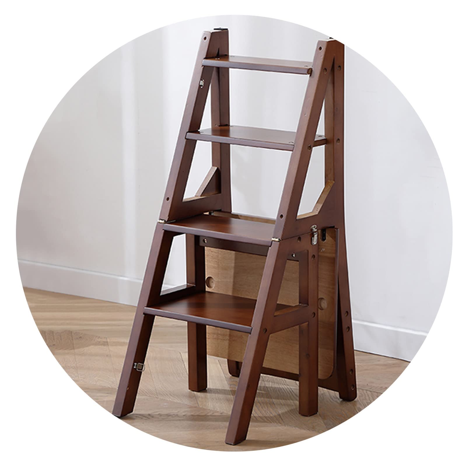 Tabouret d'échelle pliant LUNEZY en bois massif et convertible hauteur 90 cm