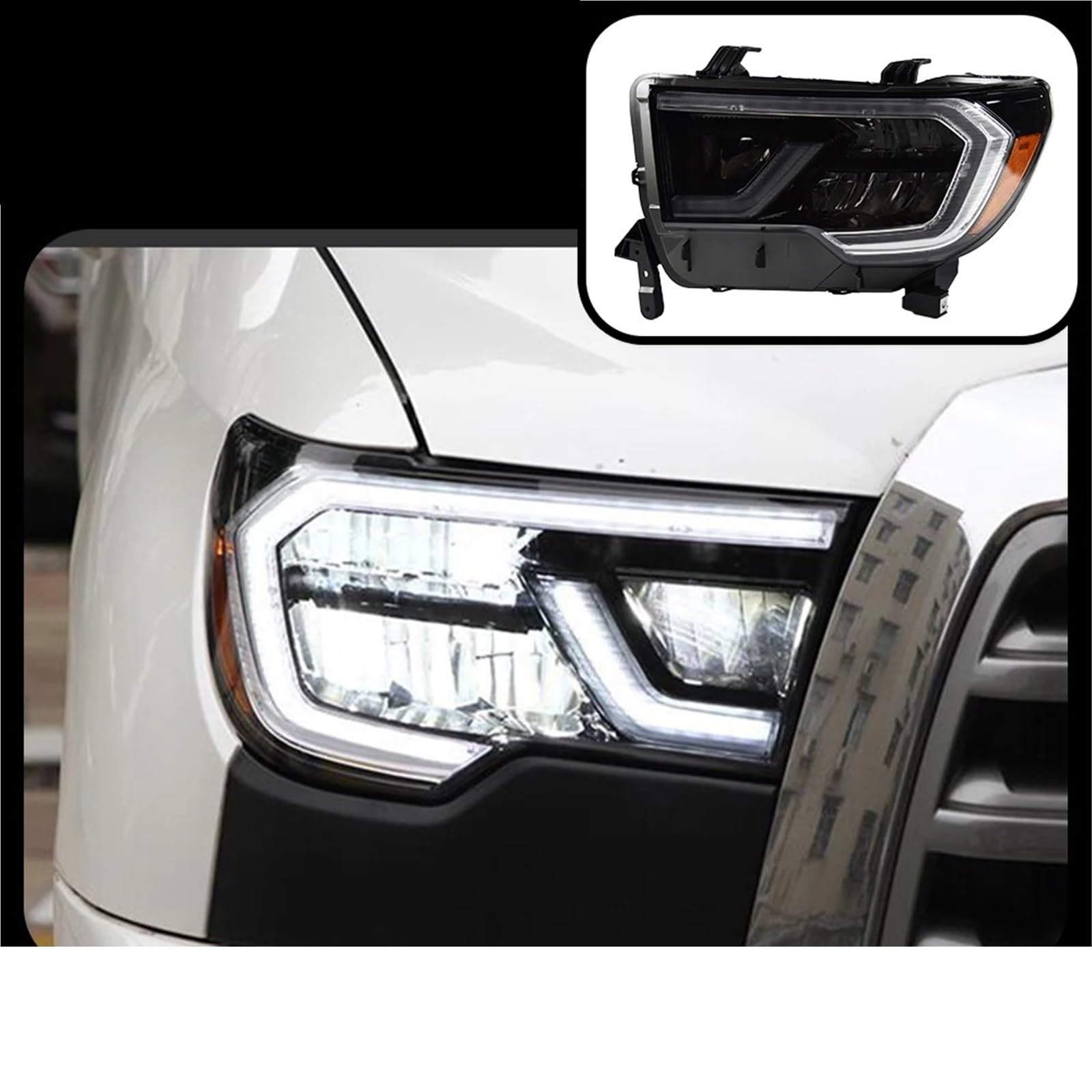 Faro Coche Reemplazo De Faro Delantero Coche, Luz Diurna DRL, Proyector, Restyling Para Toyota Para Tundra 2007 2008-2013 Para Sequoia Faros Delanteros(Style A)