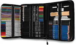 Conjunto Profissional De Lápis De Cor Para Desenho E Esboço Com 72 Unidades, Lápis De Cor Grafite, Ferramenta De Haste De Carvão, Estojo Lona com Zíper, Para Crianças Adultos, Adolescentes E Artistas