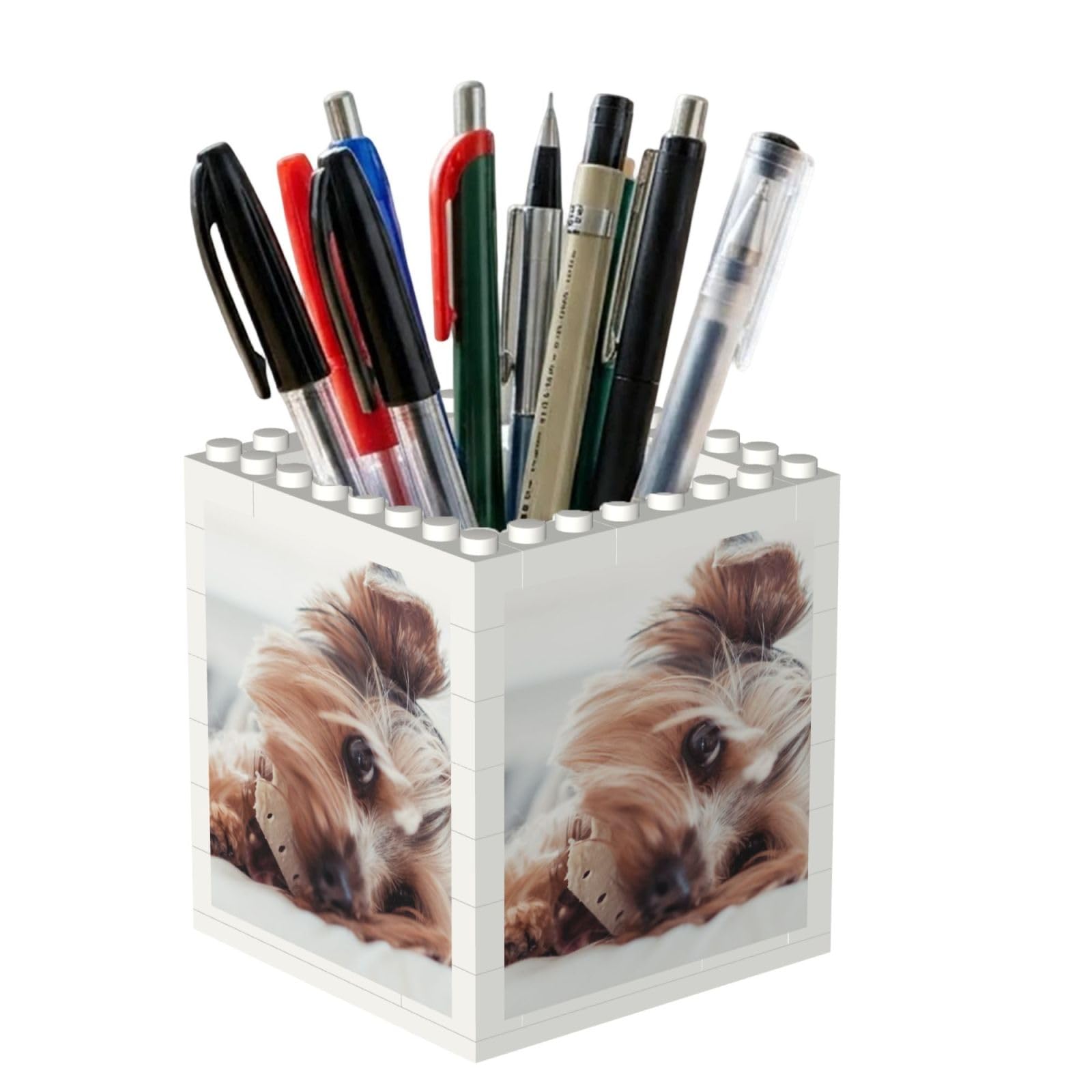 Poadnly Yorkshire Terrier, Pen Pot Pencil Holder for Office Home School, Compact Desk Organiser for Office Stationery