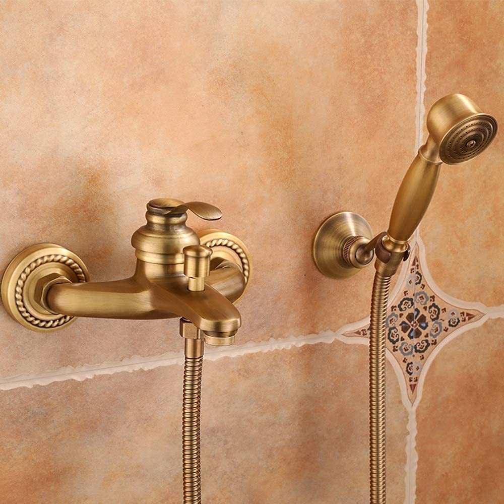 Grifos, portátil de latón traje de ducha para el hogar, retro, montado en la pared, antiguo, simple, con una sola manija, grifo de lluvia para baño, cocina, lavabo a presurización/B