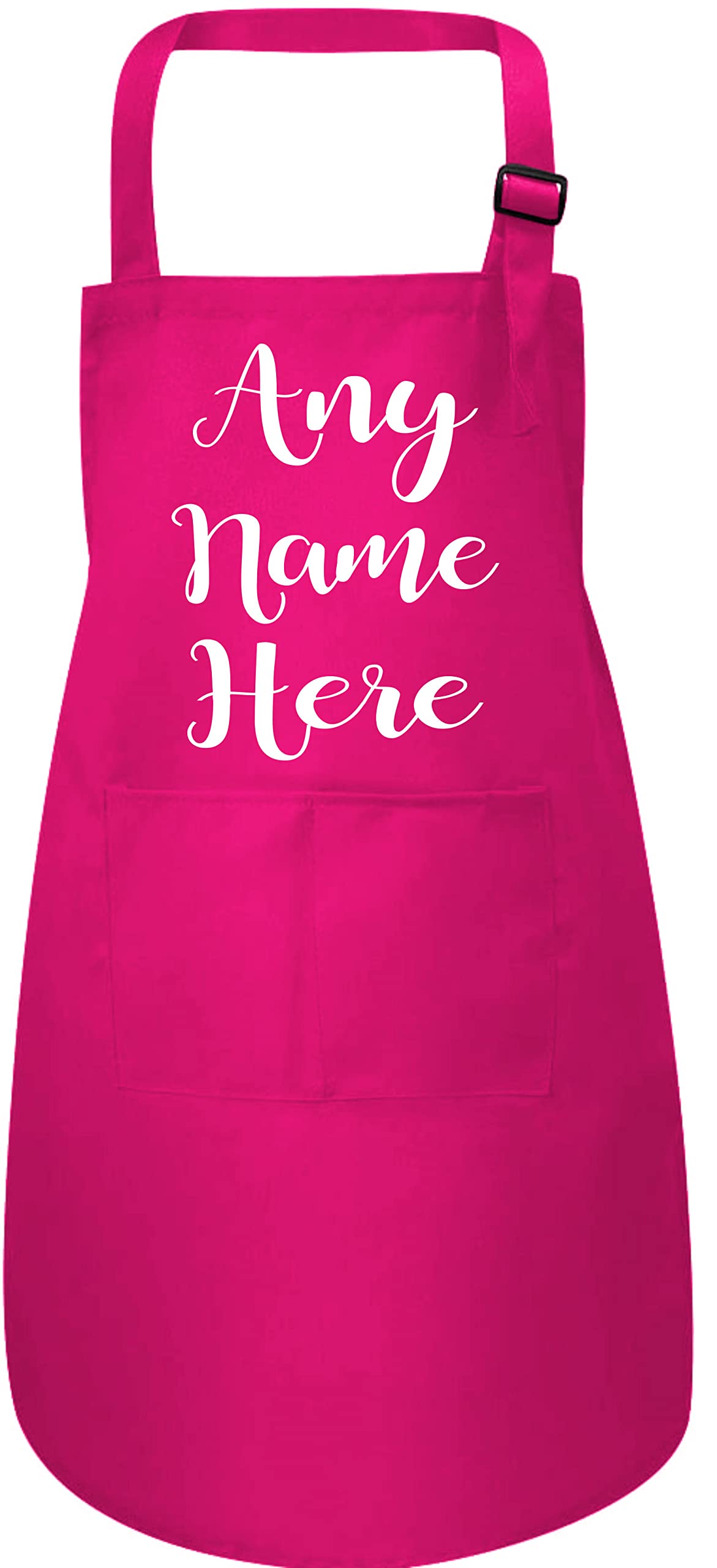 Print4U Personalised Kids Apron Any Name Adjustable Straps & Double Pocket Pink Large 7 to 12 Years