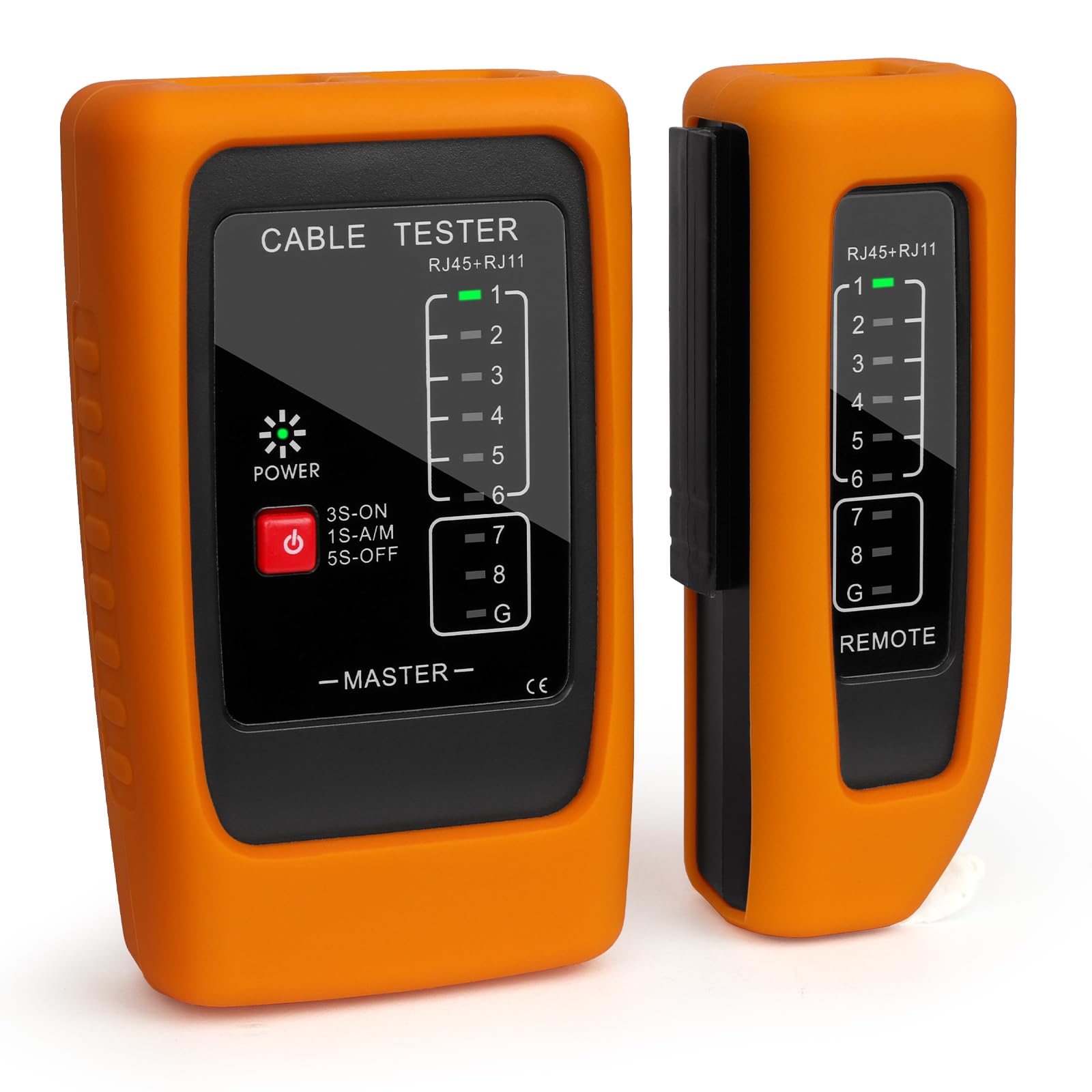 Tester Cavi di Rete RJ45 RJ11 con Test PoE fino a 300 m, Misurazione Lunghezza Cavo, Rilevamento Cortocircuito e Guasti, Compatibile CAT5 CAT6 CAT7 CAT8, Tester LAN per Ethernet e ISDN