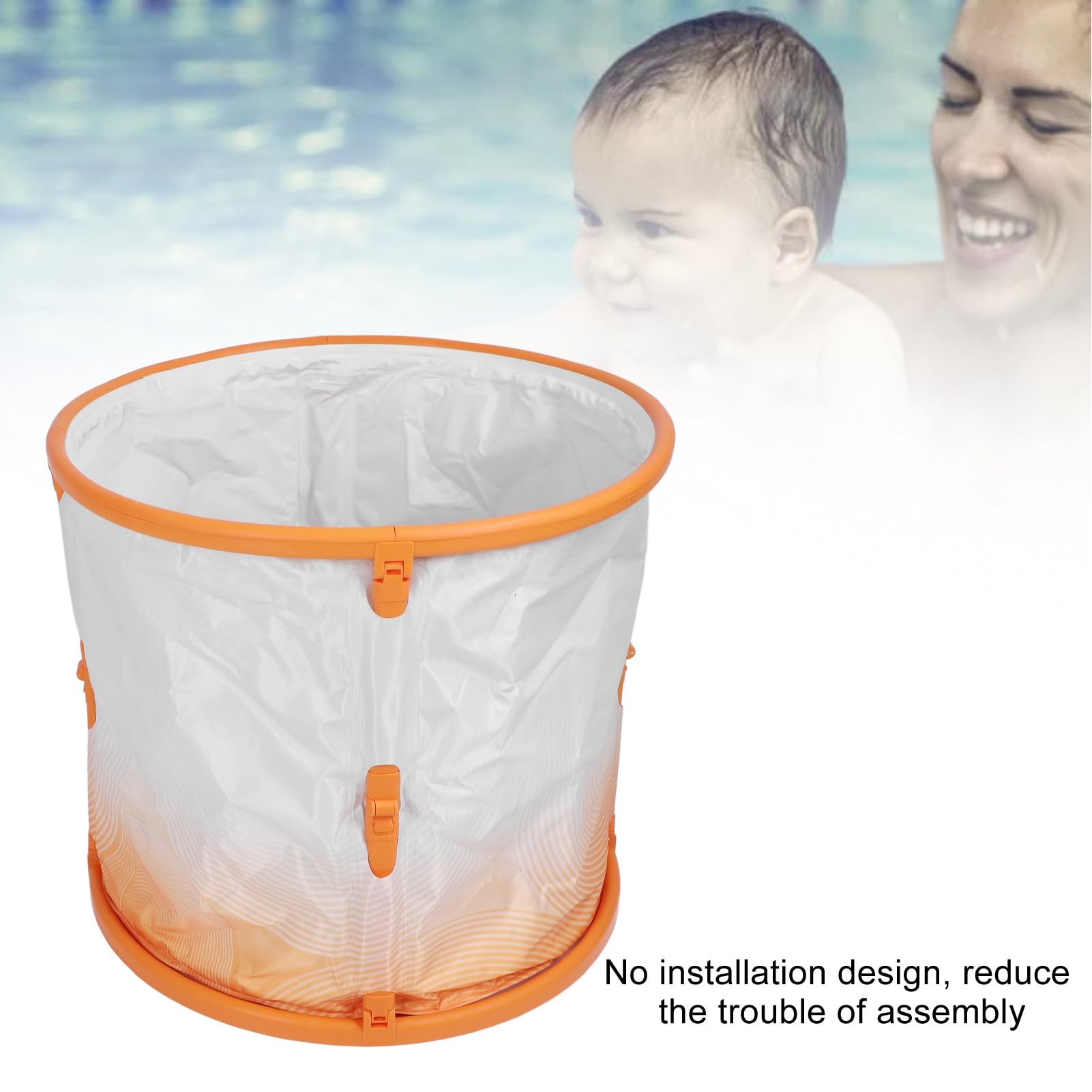 Przenośna Składana Wanna 70 Cm dla Dorosłych i Niemowląt - Wzmocnione PCV, Nie Wymaga Instalacji, Rodzina Wanna z Wannem - łatwe Czyszczenie i Przechowywanie, Zielony (ORANGE)