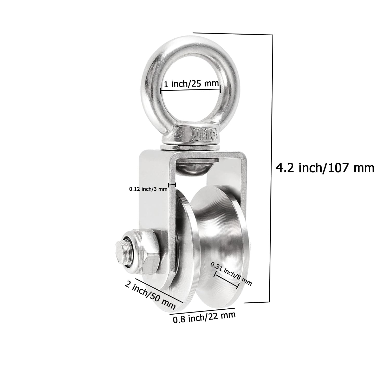 Stainless Steel Pulley Wheels - 2 Inch Rope Pullies -6