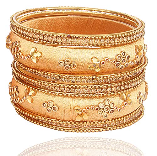 Image of NMII Get your traditions Valentine Gift for Girls & Women Silk Thread Bangle Set With Zircon For Womne & Girls