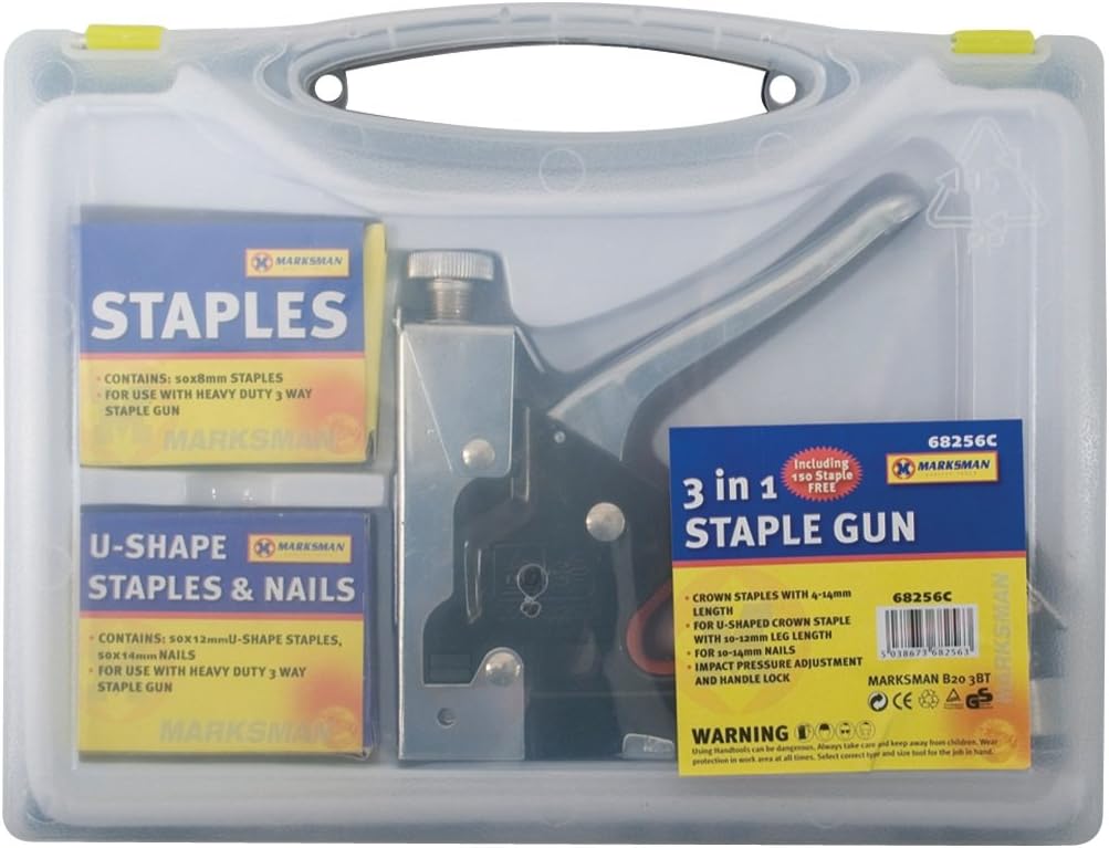 Heavy Duty 3 in 1 Staple Gun Tracker With 600 Stapler Free & Carry Case ...