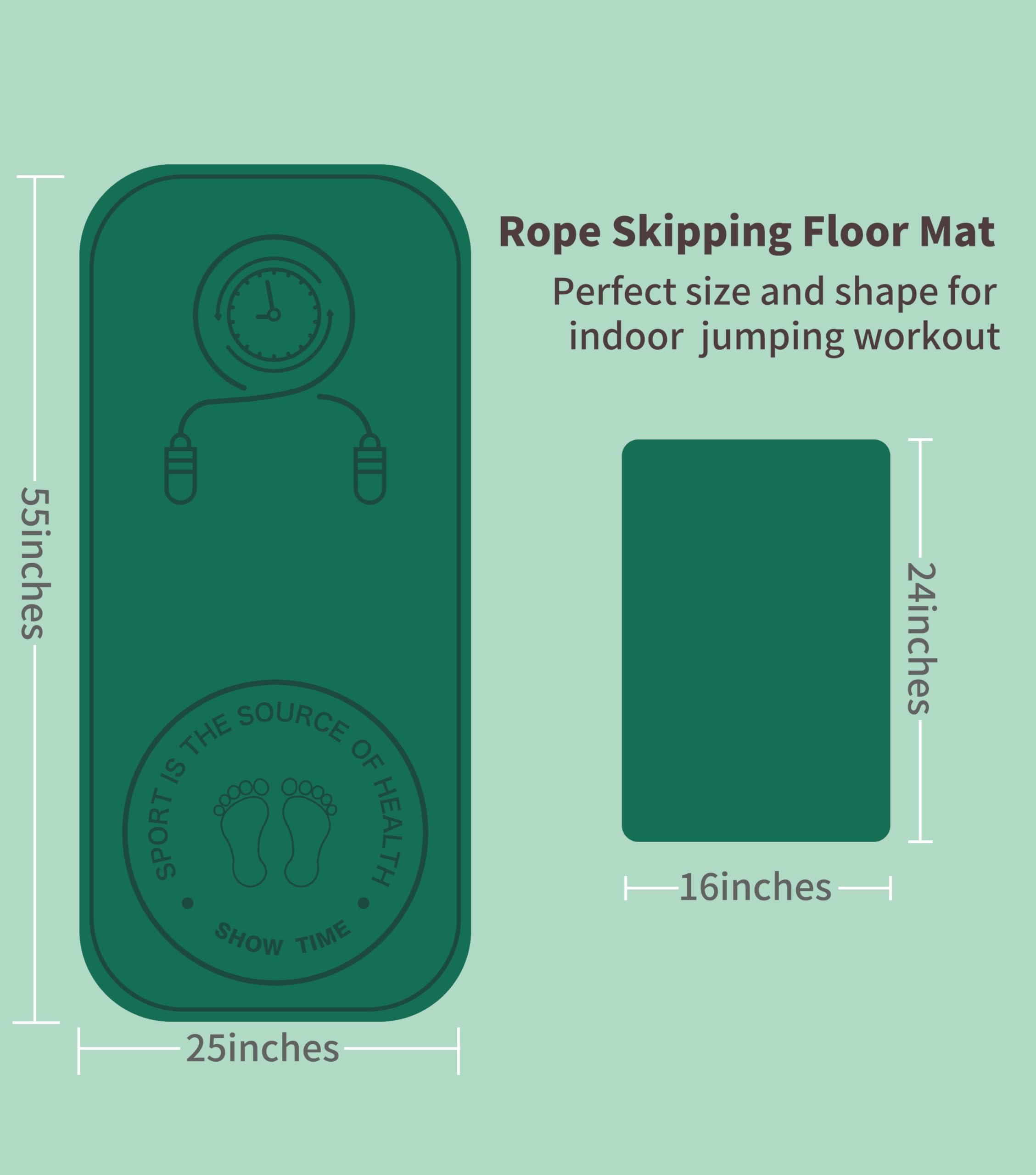 Rope Skipping Sports Shockproof Exercise Mat, All-Purpose Extra Thick High Density Anti-Tear Exercise Yoga Mat, Non Slip Jump Rope Mat for Indoor and Outdoor