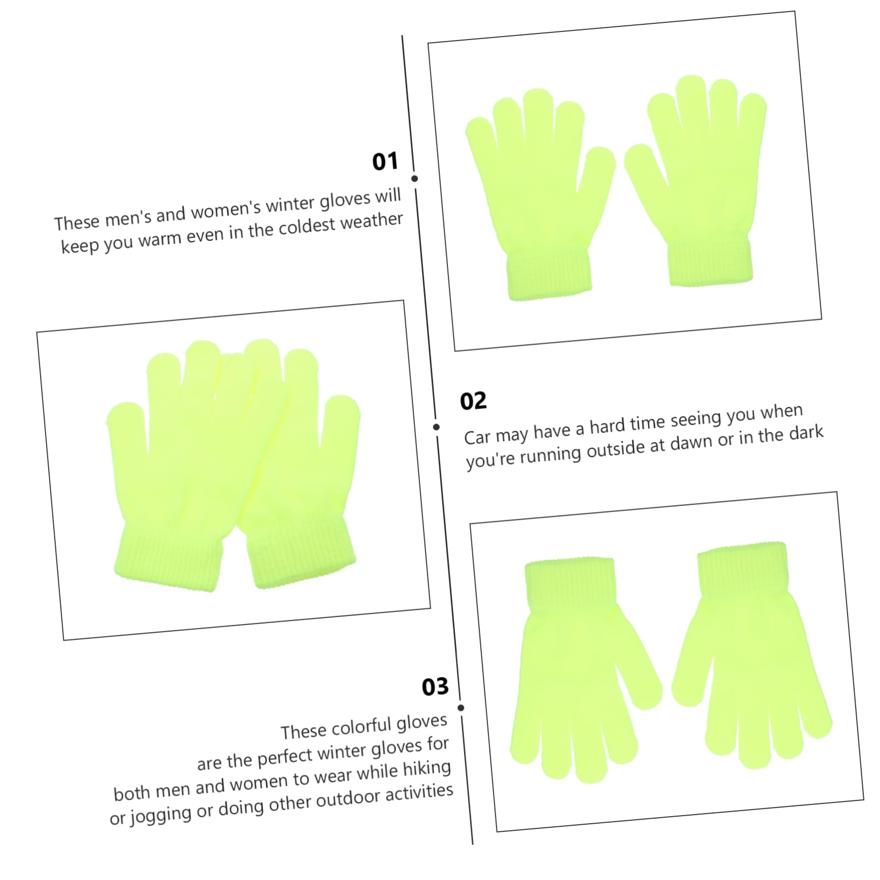 WOFASHPURET 8pairs Fluorescent Gloves for Outdoor Riding of Versatile Warm Knitted Gloves Insulated Cold Weather Cycling Hiking Accessories for Men Women