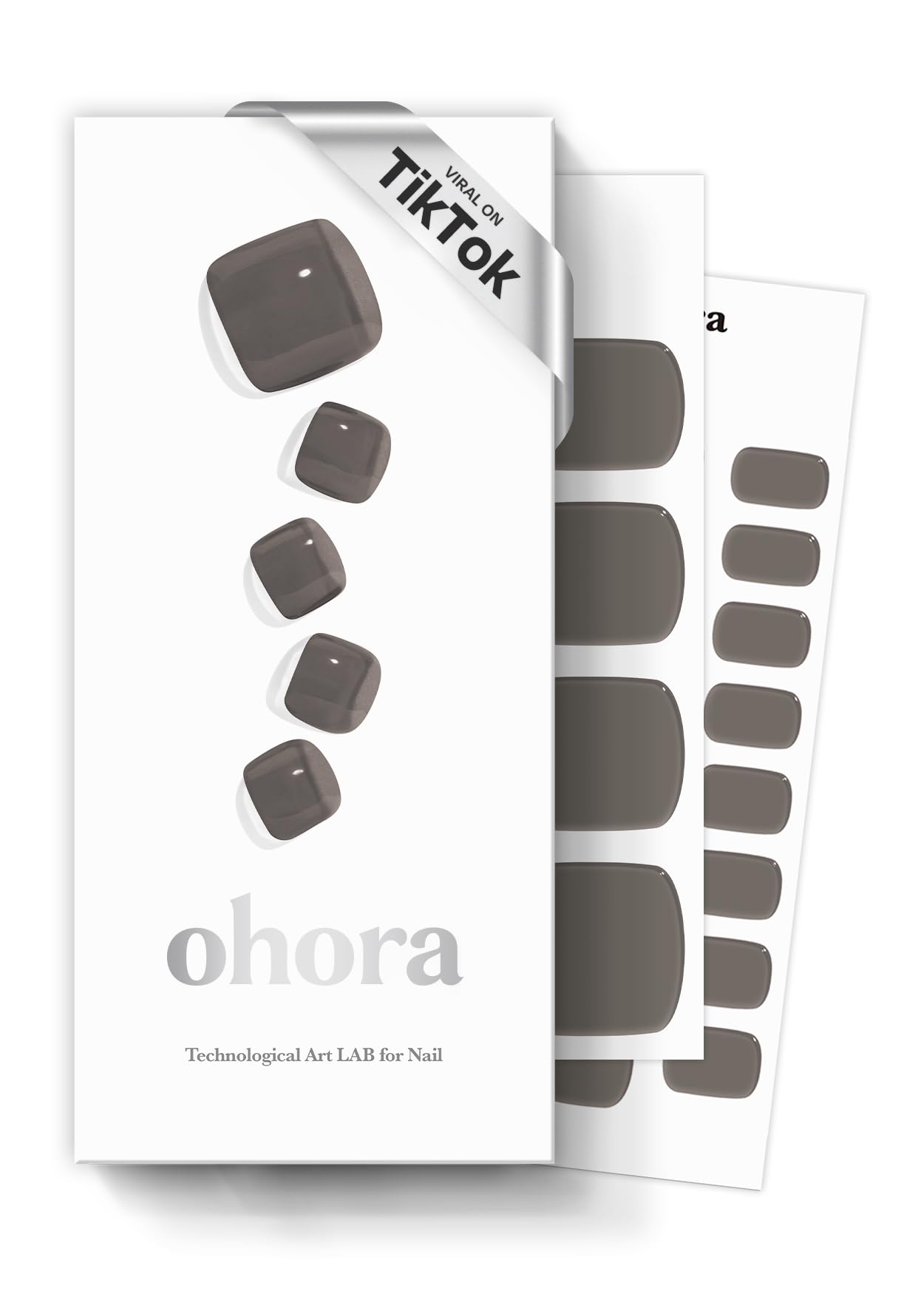 ohora Semi Cured Gel Nail Strips | Gray, Solid | P Tint Black