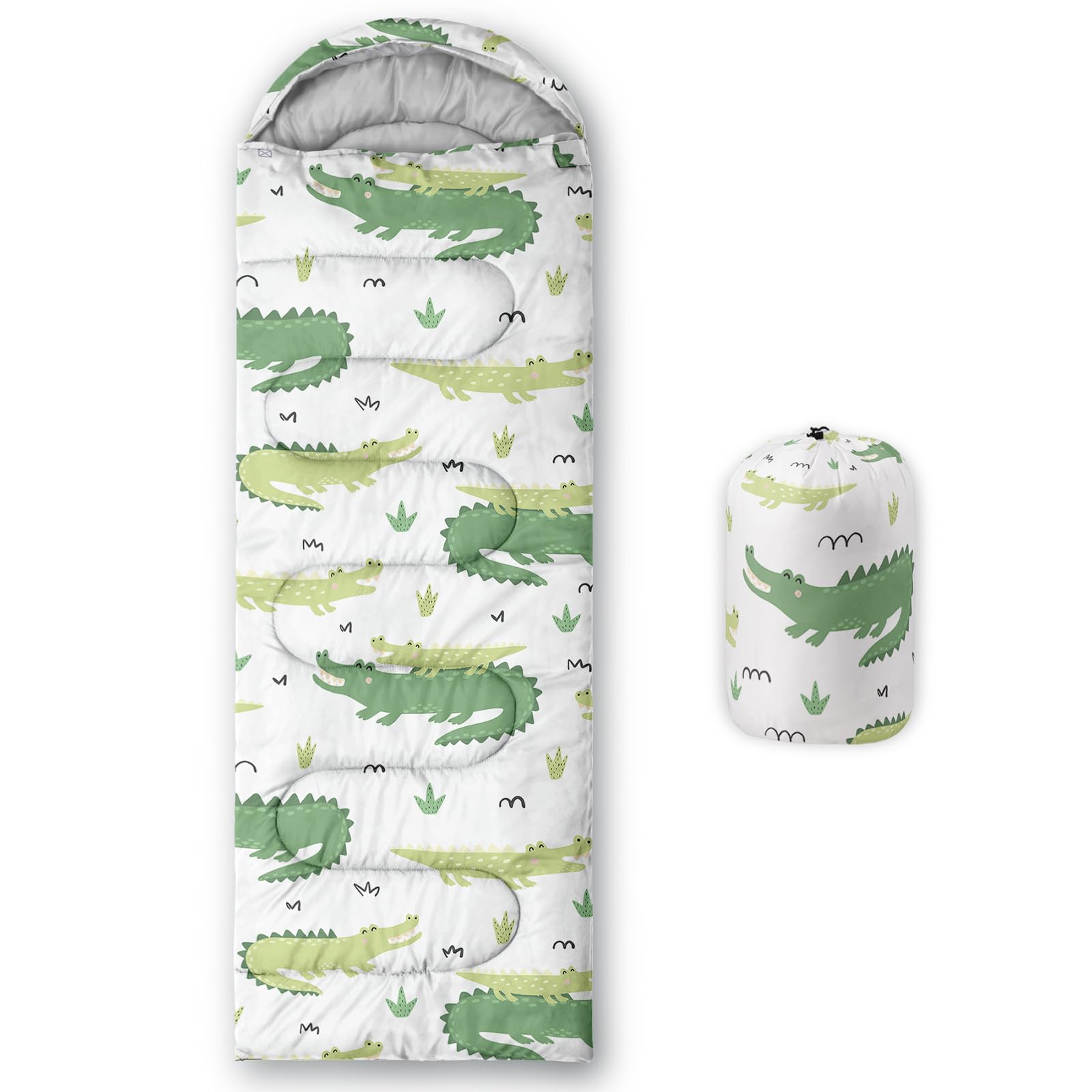 Axolotl Cartoon Crocodile Sleeping Bag for Kids Boys–Lightweight Warm Cold Weather Sleeping Bags,Waterproof Portable Sleeping Bag for Backpacking Outdoor Indoor 3-4 Seasons,Camping Sleeping Bags