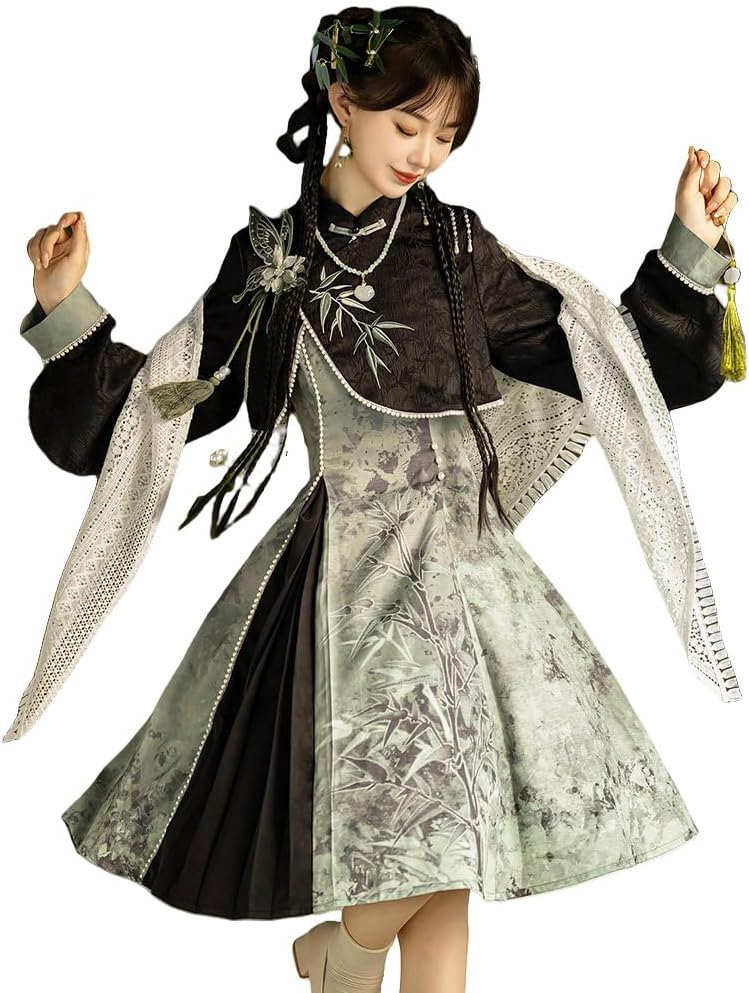 フラメンコ衣装⚫︎水玉 黒×イエロードット サテン アメスリ アトリエ