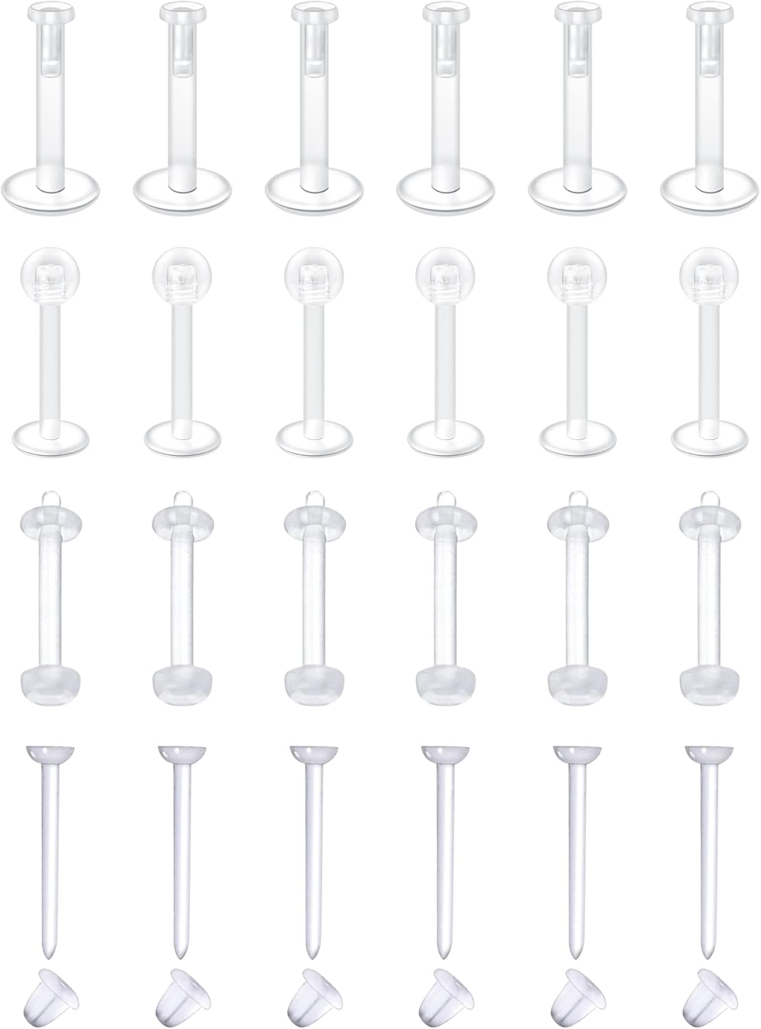 MODRSA Clear Nose Rings & Studs - Plastic Nose Piercing Retainers - 16g, 18g, 20g - Clear Cartilage Earrings & Lip Piercing Retainer