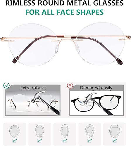 Miniatura 4 de Eyekepper Gafas de Lectura sin Marco Mujeres - Lectores Redondos sin montura Hombres Oro +3.00