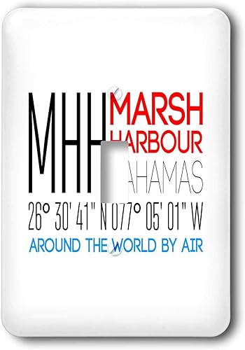 3dRose Alexis Design - Around The World By Air - Marsh Harbour, Abaco, Bahamas, Around the world by air travel gift - single toggle switch