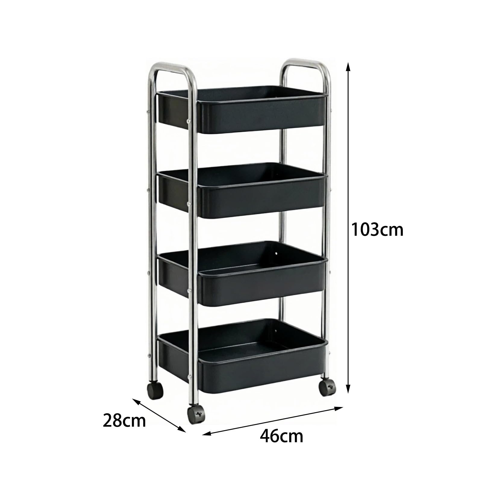 Carro utilitario rodante de 4 Niveles Organizador móvil Estante Almacenamiento for Cocina y Sala Estar Carro Utilitario(Blanco,Grande)