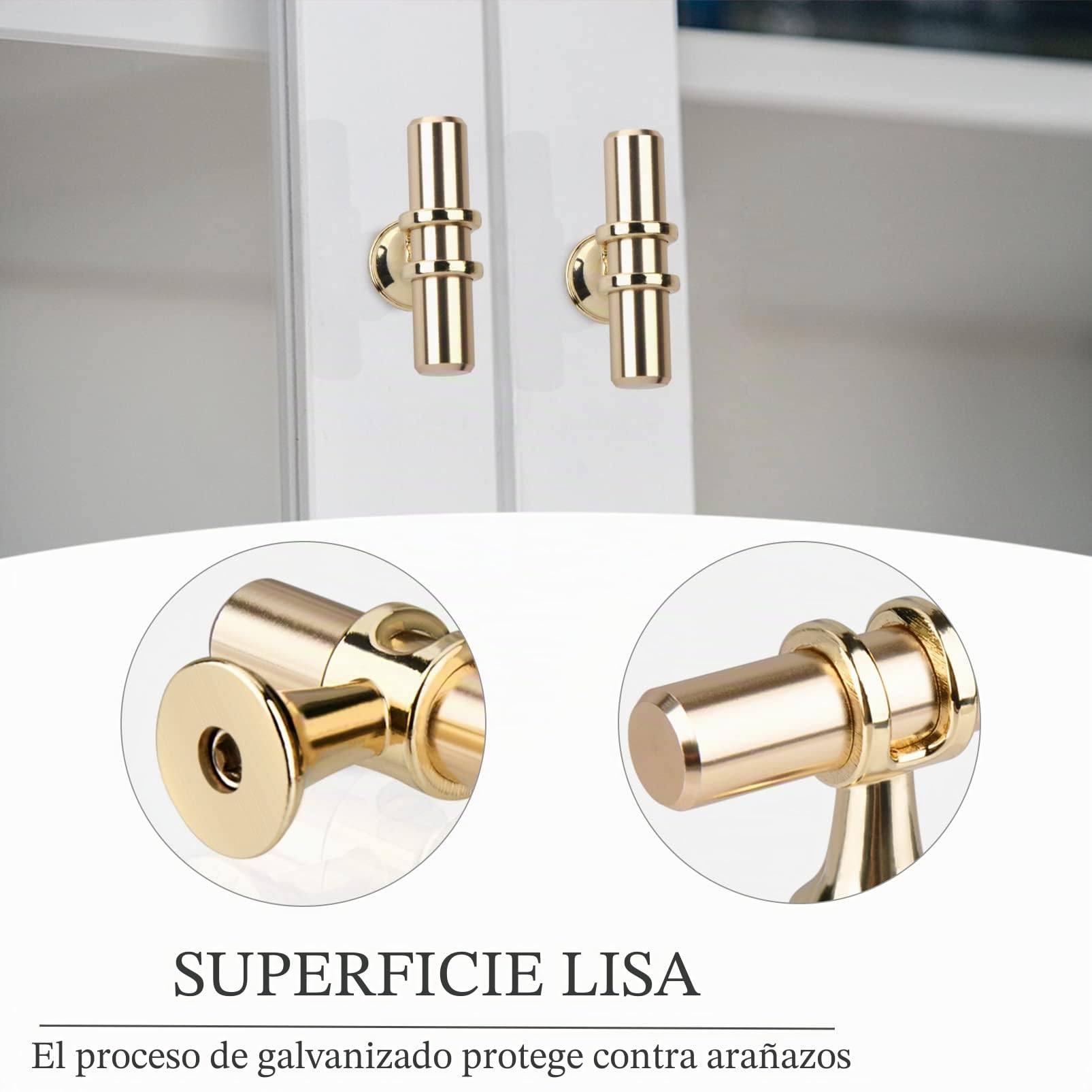 10 Piezas Dorado T Tiradores Cajones, Moderna Tirador Puerta Armario Solo Agujero Aleación de Zinc Sturdyy Tiradores Armarios Cocina Para Cajones Muebles Dormitorio Baño Con Tornillos