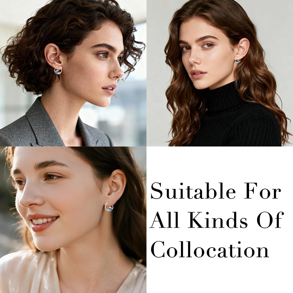 Ocean Wave Earrings for Women Wave Earrings Sterling Silver Sun Beach Turquoise Hoop Jewelry Stud With Leverback Birthday Mothers Day Gifts - Image 5