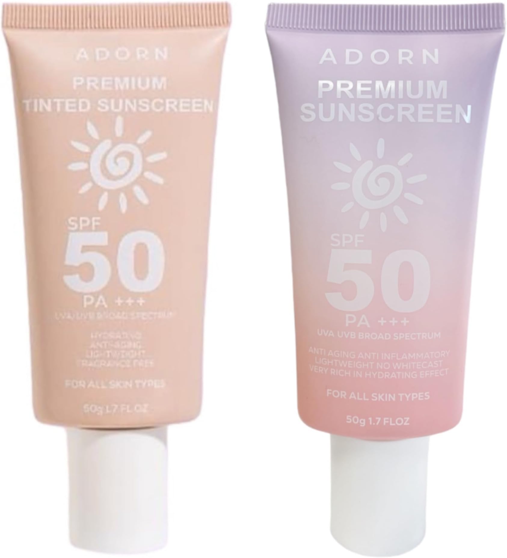 Generic Adorn Premium Sunscreen and Tinted Sunscreen, 50ml Each, 0.88 Ounce (Pack of 2)