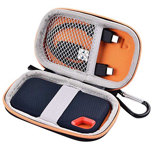 Portable Shockproof Case for SanDisk Extreme Portable SSD 250GB/ 500GB/ 1T/ 2T SSD USB 3.0 External Solid State Drives (Orange)