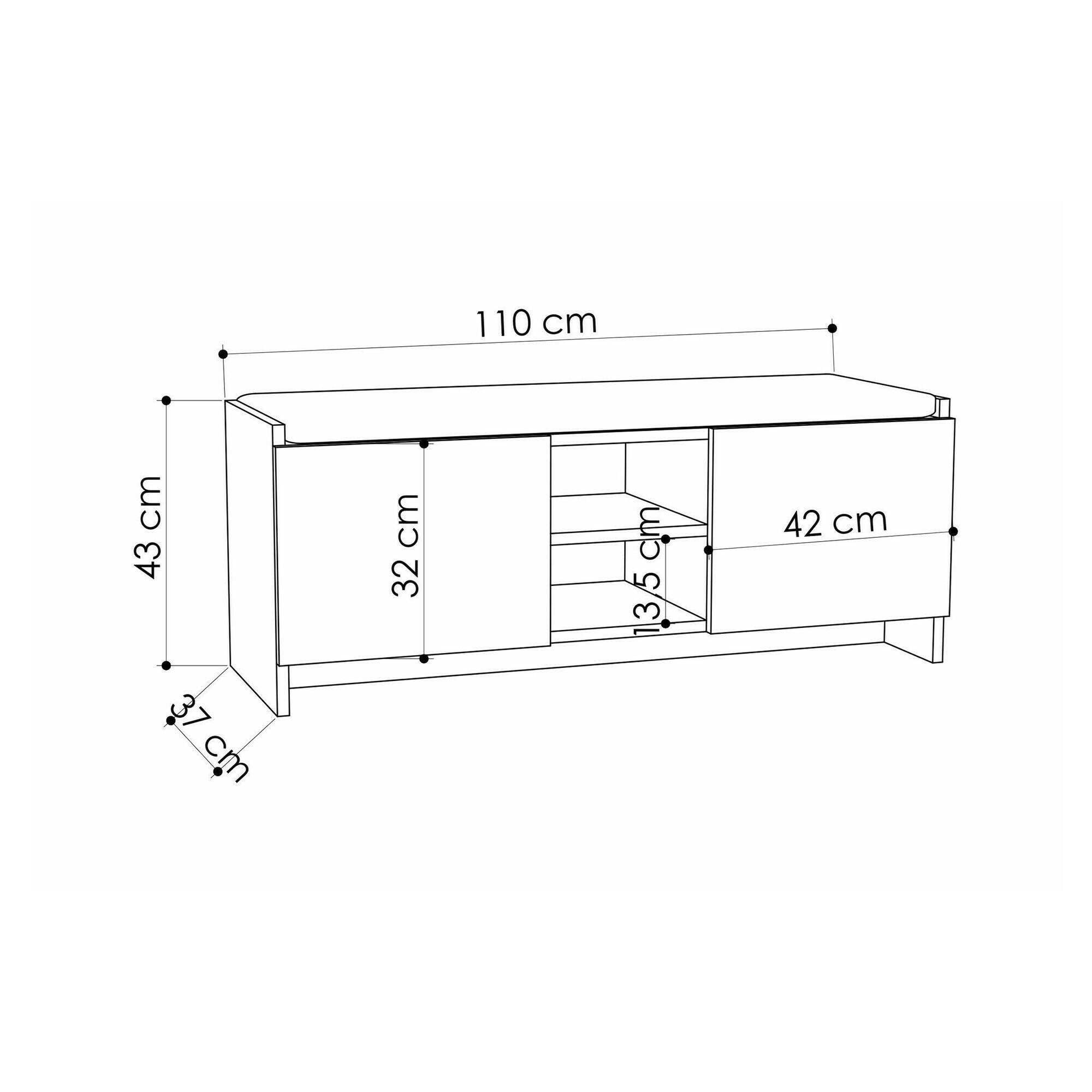Dmora - Scarpiera Algedi, Mobile portascarpe, Armadio da ingresso multiuso, Mobiletto per calzature, 110x37h43 cm, Rovere